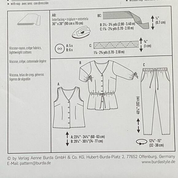 Burda sewing pattern #6789 casual top & pants UNCUT size US 16-28 - Picture 5 of 6
